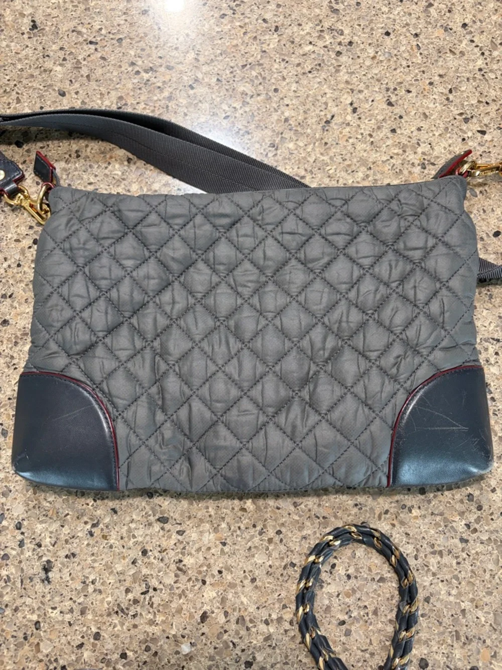 MZ Wallace Quilted Crossbody in Charcoal with Black Trim - Picture 5 of 13